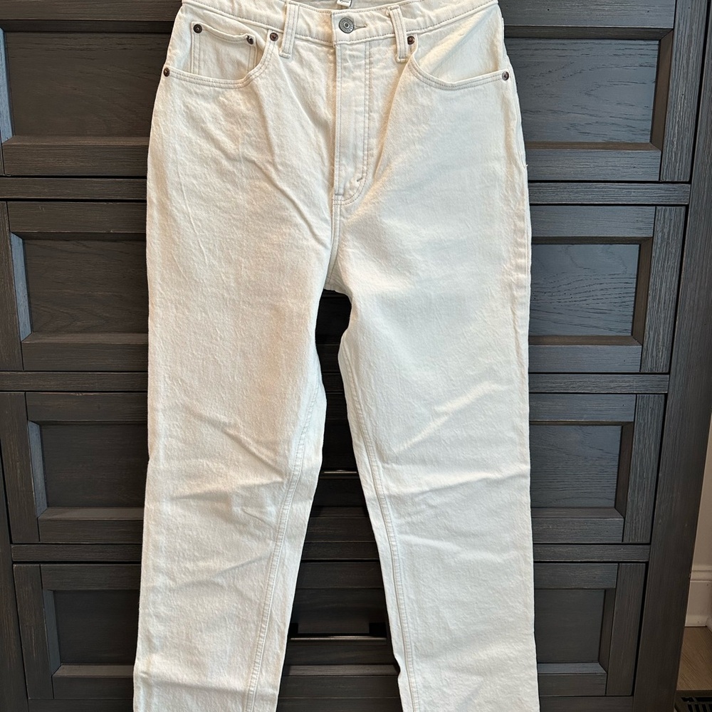 Abercrombie & Fitch Off-White Ultra High Rise Curve Love Jeans